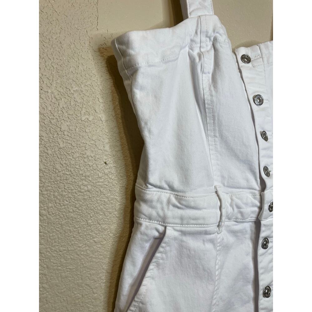 PAIGE Maddy Crisp White Denim Button Up Sleeveless Midi Dress Size 12 Minimalist - Picture 8 of 13